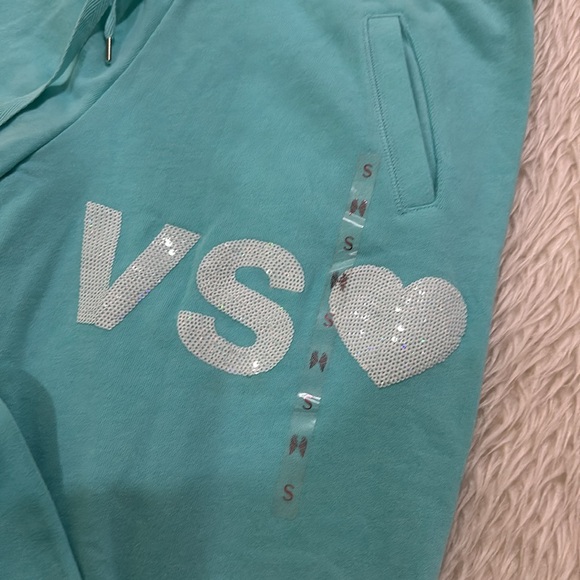 Victoria’s Secret turquoise sparkling sequins soft pants size small - Picture 4 of 6